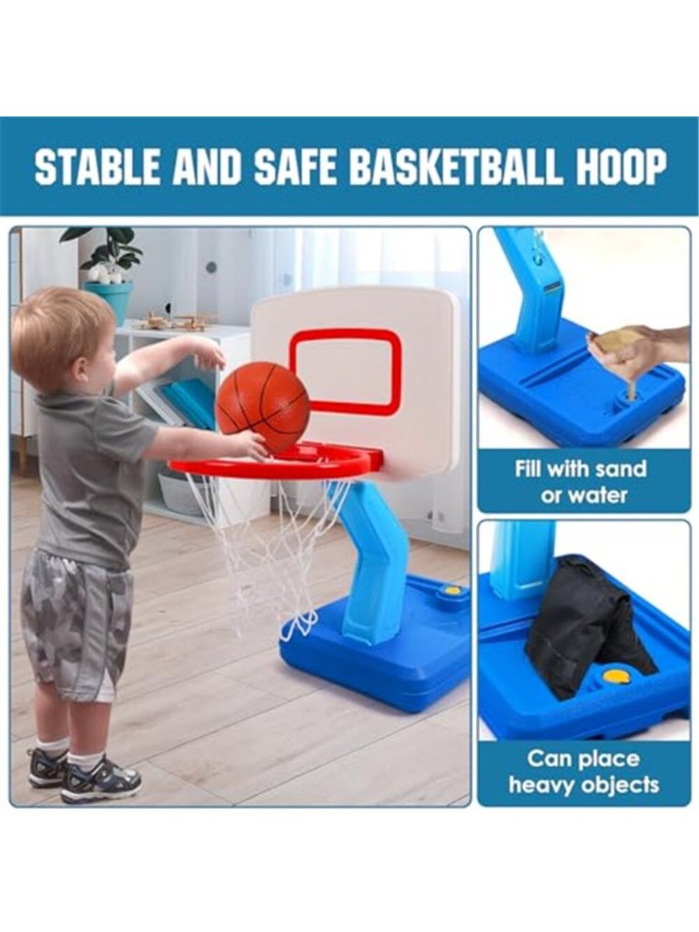 Toddler Basketball Hoop - Height Adjustable Kids Basketball Hoops for Indoor - Picture 4 of 6
